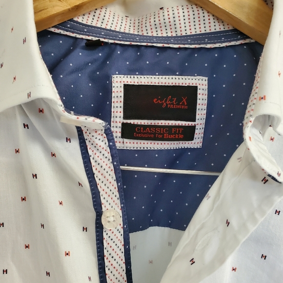 BUCKLE EightX Button Down Dress Shirt Size L Classic Fit Contrast Flip-Cuff - Picture 4 of 13